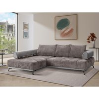 Ecksofa - Ecke links - Chenille-Stoff & Samt - Grau - NIVORIA von Vente-unique