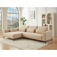 Ecksofa - Ecke links - Strukturstoff - Beige - TILANIA von Vente-unique