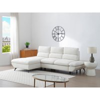 Ecksofa Ecke links zum Ausklappen mit vor- und zurückklappbarer Rückenlehne aus Cordvelours Beige - LIORI von Vente-unique
