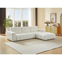 Ecksofa - Ecke rechts - Bouclé-Stoff - Weiß - SOPELANA von Vente-unique