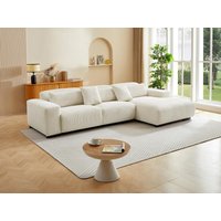 Ecksofa - Ecke rechts - Cord - Beige - OVENTINO von Vente-unique