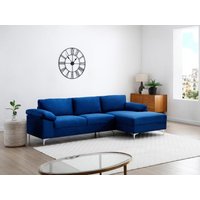 Ecksofa - Ecke rechts - Samt - Blau - FIDOGA von Vente-unique