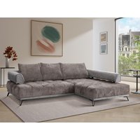 Ecksofa - Ecke rechts - Chenille-Stoff & Samt - Grau - NIVORIA von Vente-unique