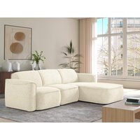 Ecksofa - Ecke rechts - melierter Stoff - Beige - DIOMARO von Vente-unique