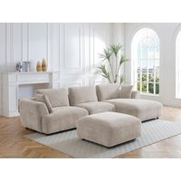 Ecksofa - Ecke rechts - mit Hocker - Stoff - Beige - TINDRALO Ecksofa - Ecke rechts - mit Hocker - Stoff - Beige - TINDRALO von Vente-unique