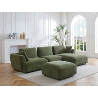 Ecksofa - Ecke rechts - mit Hocker - Stoff - Grün - TINDRALO Ecksofa - Ecke rechts - mit Hocker - Stoff - Grün - TINDRALO von Vente-unique