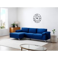 Ecksofa links aus blauem Samt FIDOGA von Vente-unique