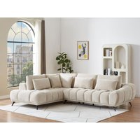 Ecksofa links mit verstellbarer Rückenlehne - Strukturstoff - Beige - MAVIRO Ecksofa links mit verstellbarer Rückenlehne - Strukturstoff - Beige - MAVIRO von Vente-unique