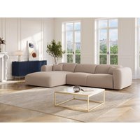 Ecksofa mit Express-Schlaffunktion - Ecke links - Stoff meliert - Beige - POGNI von Vente-unique