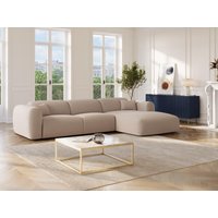 Ecksofa mit Express-Schlaffunktion - Ecke rechts - Stoff meliert - Beige - POGNI von Vente-unique