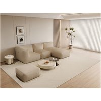 Ecksofa mit Hocker - beliebig kombinierbar - Cord - Beige - NOUMARA Ecksofa mit Hocker - beliebig kombinierbar - Cord - Beige - NOUMARA von Vente-unique