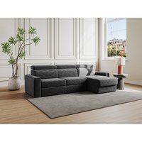 Ecksofa mit Matratze - Ecke wechselbar - Cord - Anthrazitgrau - Liegefläche mit Lattenrost mit breiten Latten 160 cm - Matratze 22 cm - Memory Schaum - VIZIR Ecksofa mit Matratze - Ecke wechselbar - Cord - Anthrazitgrau - Liegefläche mit Lattenrost mit breiten Latten 160 cm - Matratze 22 cm - Memory Schaum - VIZIR von Vente-unique