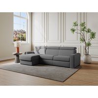 Ecksofa mit Matratze - Ecke wechselbar - Stoff - Grau - Liegefläche 140 cm - Matratze 22 cm - Memory Schaum - VIZIR von Vente-unique