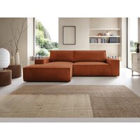 Ecksofa mit Schlaffunktion - Ecke links - Cord - Terracotta - AMELIA von Vente-unique