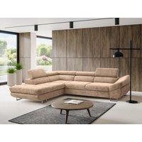 Ecksofa mit Schlaffunktion - Ecke links - Strukturstoff - Taupe - DALIAS von Vente-unique