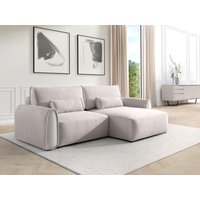 Ecksofa mit Schlaffunktion - Ecke wechselbar - Cord - Hellgrau - RISTANO von Vente-unique
