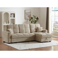 Ecksofa mit Schlaffunktion & Ecke wechselbar - Chenille-Stoff - Beige - LUMARIO von Vente-unique