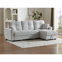 Ecksofa mit Schlaffunktion & Ecke wechselbar - Chenille-Stoff - Hellgrau - LUMARIO von Vente-unique