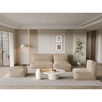 Ecksofa mit Sessel & Hocker - beliebig kombinierbar - Cord - Beige - NOUMARA Ecksofa mit Sessel & Hocker - beliebig kombinierbar - Cord - Beige - NOUMARA von Vente-unique