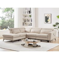 Ecksofa mit elektrischer Relaxfunktion - Ecke links - Leder - Cremefarben - FORLO von Vente-unique