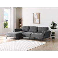 Ecksofa mit verstellbarer Rückenlehne - Ecke links - Strukturstoff - Anthrazitgrau - ARSODA von Vente-unique
