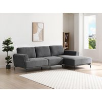 Ecksofa mit verstellbarer Rückenlehne - Ecke rechts - Strukturstoff - Anthrazitgrau - ARSODA von Vente-unique