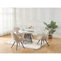 Esstisch ausziehbar - 2 bis 12 Personen - MDF & Stahl - Marmor-Optik Weiß & Schwarz - FIRELA von Vente-unique