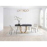 Esstisch ausziehbar - 6 bis 10 Personen - Keramik & goldfarbenes Metall - Marmor-Optik Schwarz - OLIFIA von Maison Céphy Esstisch ausziehbar - 6 bis 10 Personen - Keramik & goldfarbenes Metall - Marmor-Optik Schwarz - OLIFIA von Maison Céphy von Vente-unique