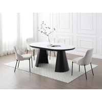 Esstisch ausziehbar - 6 bis 10 Personen - MDF & Metall - Marmor-Optik Weiß & Schwarz - KORIZEA von Vente-unique