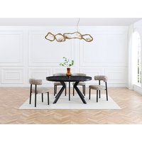 Esstisch - ausziehbar - 6 bis 12 Personen - MDF & Stahl - Schwarz - KOMONI von Vente-unique