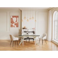 Esstisch ausziehbar - 6 bis 8 Personen - Sicherheitsglas & Metall - Beige & Transparent - VELIKA von Vente-unique