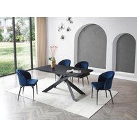 Esstisch für 6 bis 10 Personen ausziehbar - Keramik - Sicherheitsglas & Metall - Marmor-Optik schwarz - COREMA von Pascal MORABITO von Vente-unique