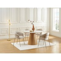 Esstisch rund - 4 Personen - Eichenfurnier - Effekt weißer Marmor und helles Naturholz - ANTALIZA Esstisch rund - 4 Personen - Eichenfurnier - Effekt weißer Marmor und helles Naturholz - ANTALIZA von Vente-unique