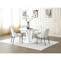 Esstisch rund - 4 Personen - MDF - Weiß lackiert - VIALETA von Vente-unique