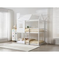 Etagenbett in Hausoptik + Matratze - 2 x 90 x 190 cm - Kiefer & MDF - Weiß - LIDOVARA Etagenbett in Hausoptik + Matratze - 2 x 90 x 190 cm - Kiefer & MDF - Weiß - LIDOVARA von Vente-unique