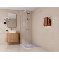Extraflache Aufsatz- oder zuschneidbare Einbauduschtasse - Kunstharz SMC - Terrazzo-Optik - Grau - 140 x 90 cm - LYROSA Extraflache Aufsatz- oder zuschneidbare Einbauduschtasse - Kunstharz SMC - Terrazzo-Optik - Grau - 140 x 90 cm - LYROSA von Vente-unique