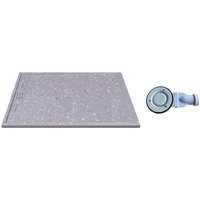 Extraflache Aufsatz- oder zuschneidbare Einbauduschtasse mit Siphon - Kunstharz SMC - Terrazzo-Optik - Grau - 140 x 90 cm - LYROSA von Vente-unique