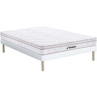 Federkernmatratze-Bettgestell-Set - 140 x 190 cm - 3 Zonen - Memory Schaum - Stärke 20 cm - WOLKENTANZ von YSMÉE von Vente-unique
