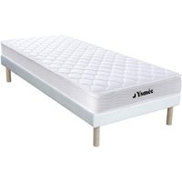 Federkernmatratze-Bettgestell-Set - 90 x 200 cm - Memory Schaum - 1 Zone - Härtegrad 2 - Stärke 15 cm - WOLKENLOS von YSMÉE von Vente-unique