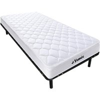 Federkernmatratze-Lattenrost-Set - Memory Schaum - 90 x 200 cm - Stärke 15 cm - 1 Zone - Härtegrad 2 - WOLKENLOS von YSMÉE von Vente-unique