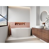 Freistehende Badewanne - gerippt - Acryl - Weiß matt - 230 L - 170 x 80 x 58 cm - ALIENA von Vente-unique