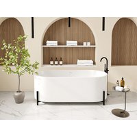 Freistehende Badewanne oval - mit schwarzen Füßen - Weiß - 160 x 73,5 x 59 cm - ALONSA Freistehende Badewanne oval - mit schwarzen Füßen - Weiß - 160 x 73,5 x 59 cm - ALONSA von Vente-unique