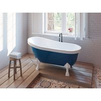 Freistehende Retro-Badewanne mit weißen Löwenfüßen - 200 l - 145 x 74 x 77 cm - Blau - NISOS II von Vente-unique