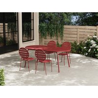 Garten-Essgruppe: Tisch oval 180 cm + 4 Stühle - Metall - Terracotta - MONTEFARO von MYLIA von Vente-unique