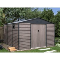 Gartenhaus Gerätehaus - 13,12 m² - Stahl - Holz-Optik - Grau - ADELMO von Vente-unique