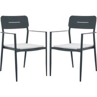 Gartensessel 2er Set - stapelbar - Aluminium - Anthrazit mit weißen Kissen - LOTTYS von MYLIA Gartensessel 2er Set - stapelbar - Aluminium - Anthrazit mit weißen Kissen - LOTTYS von MYLIA von Vente-unique