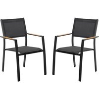 Gartensessel 2er Set - stapelbar - Aluminium & Textilene - Anthrazit - MACILA von MYLIA von Vente-unique