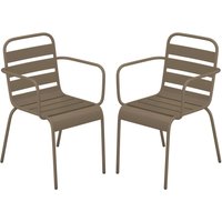 Gartensessel stapelbar 2er-Set - Metall - Taupe - MIRMANDE von MYLIA von Vente-unique