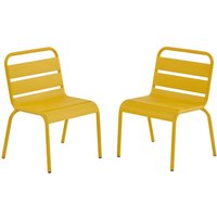 Gartenstuhl für Kinder stapelbar 2er-Set - Metall - Gelb - POPAYAN von MYLIA von Vente-unique