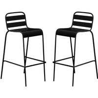 Gartenstuhl hoch stapelbar 2er-Set - Metall - Schwarz - MIRMANDE von MYLIA von Vente-unique